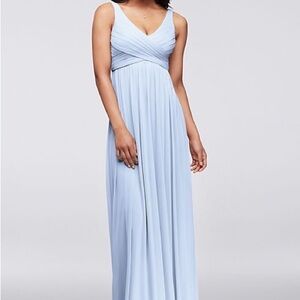 David's bridal long mesh dress with cowl back detail
